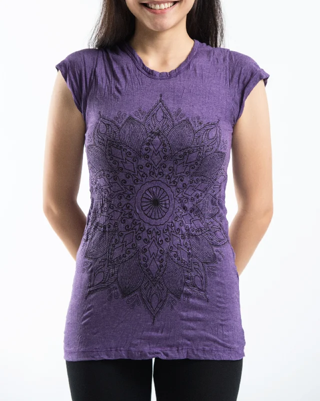 Womens Lotus Mandala T-Shirt in Purple