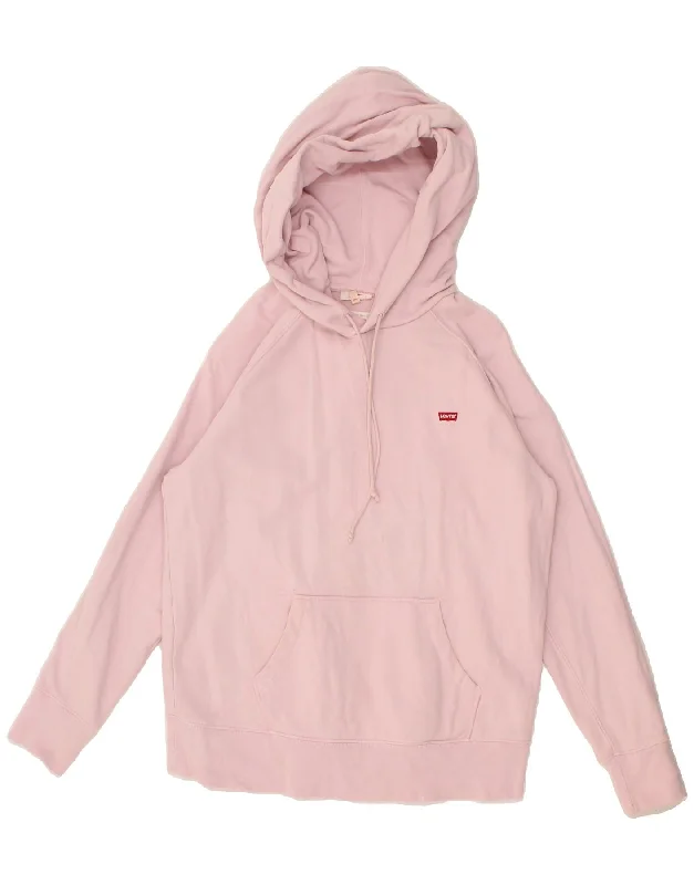 LEVI'S Womens Hoodie Jumper UK 14 Medium Pink