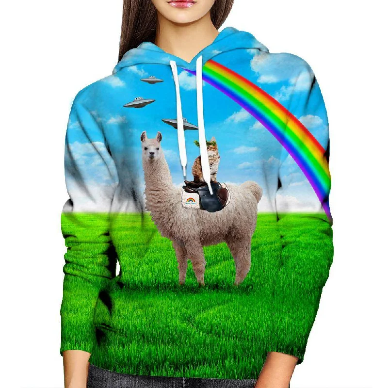 Llama Cat Womens Hoodie