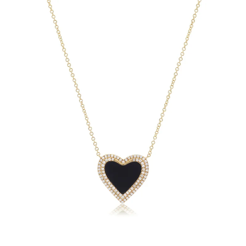 Get Ready To Sparkle – Special Jewelry Discounts Double Diamond Onyx Heart Necklace