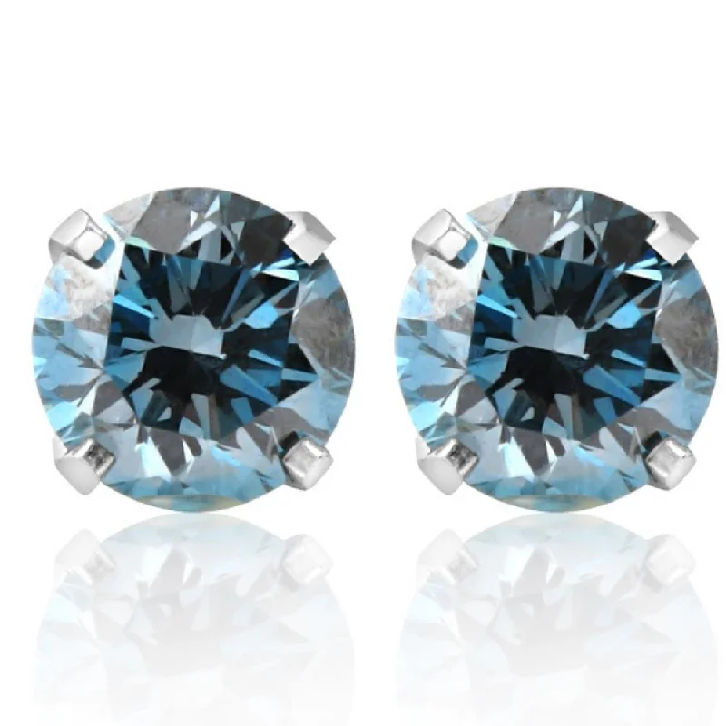 Jewelry Deals That Outshine The Rest 1 1/10Ct Blue Diamond Studs in 14k White Gold Lab Grown