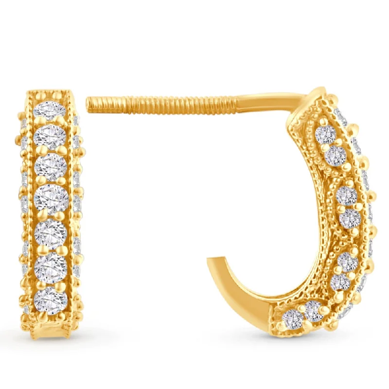Buy More, Save More On Stunning Jewelry Pieces 1/2ct Vintage Pave Hoops Womens Earrings 14K Yellow Gold