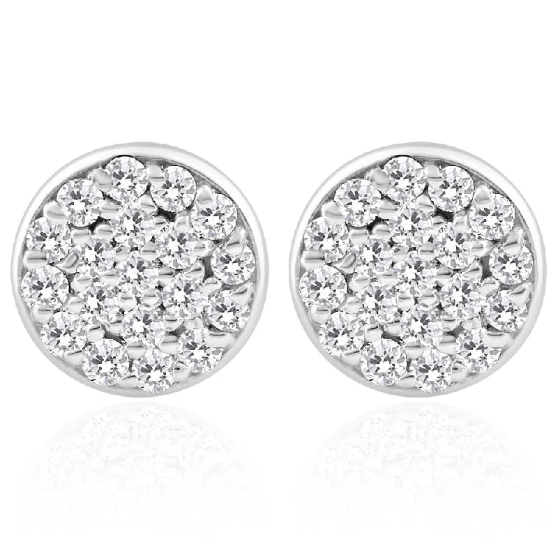 Jewelry Clearance – Final Chance To Save Big 3/8 Ct EX3 Lab Grown Diamond Pave Studs Womens Earrings Lab Grown 14k White Gold 8mm