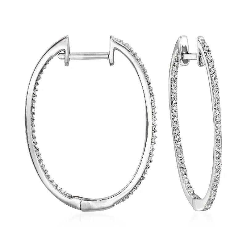Get Ready To Sparkle – Special Jewelry Discounts Ross-Simons Diamond Inside-Outside Hoop Earrings in Sterling Silver