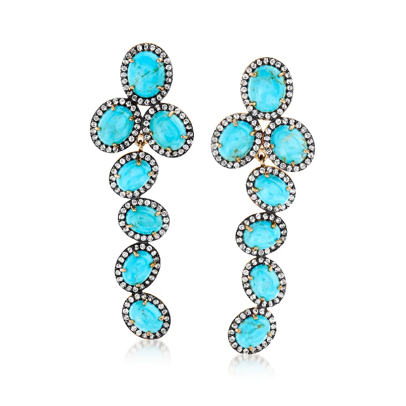 Stunning Jewelry Pieces At The Lowest Prices Ever Ross-Simons Turquoise and White Topaz Drop Earrings in 18kt Gold Over Sterling