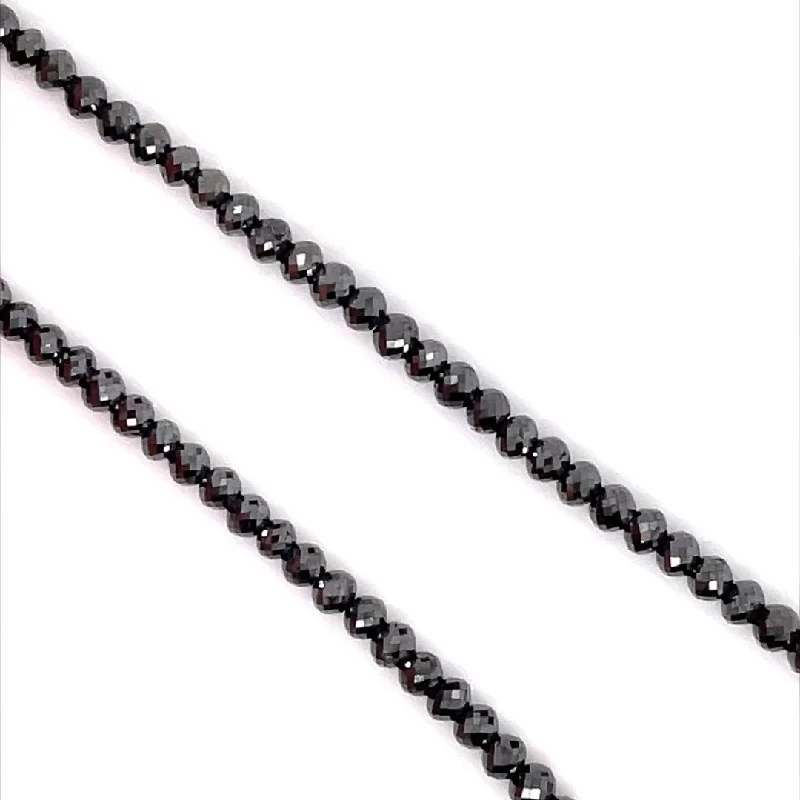 Handmade Pearl Jewelry For Timeless Elegance 50.00ctw Black Diamond Bead Necklace with 14K White Gold Clasp (50.00ctw)