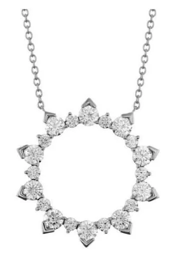 Elegant Necklaces And Bracelets At Limited-Time Offers Hearts On Fire 18K White Gold Aerial Eclipse Diamonds Circle Pendant with a 18K White Gold Link Necklace (1.80ctw)