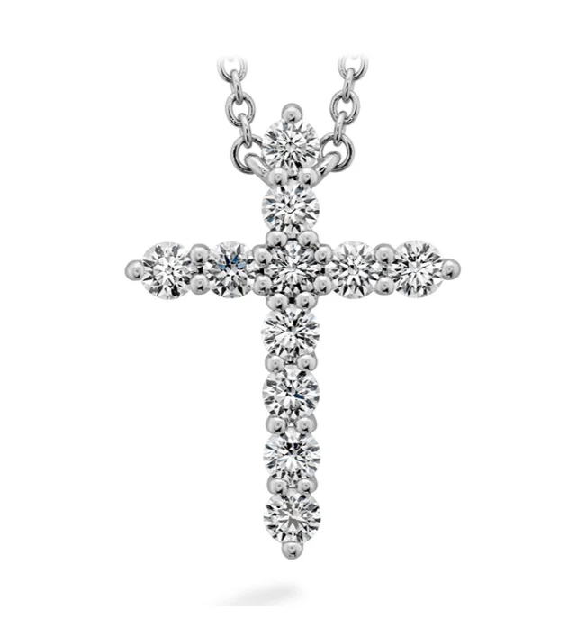 Accessorize For Less – Luxury Jewelry At Affordable Prices Hearts On Fire Signature Cross 18K White Gold Round Shape Diamonds Cross Large Pendant  (.50ctw)