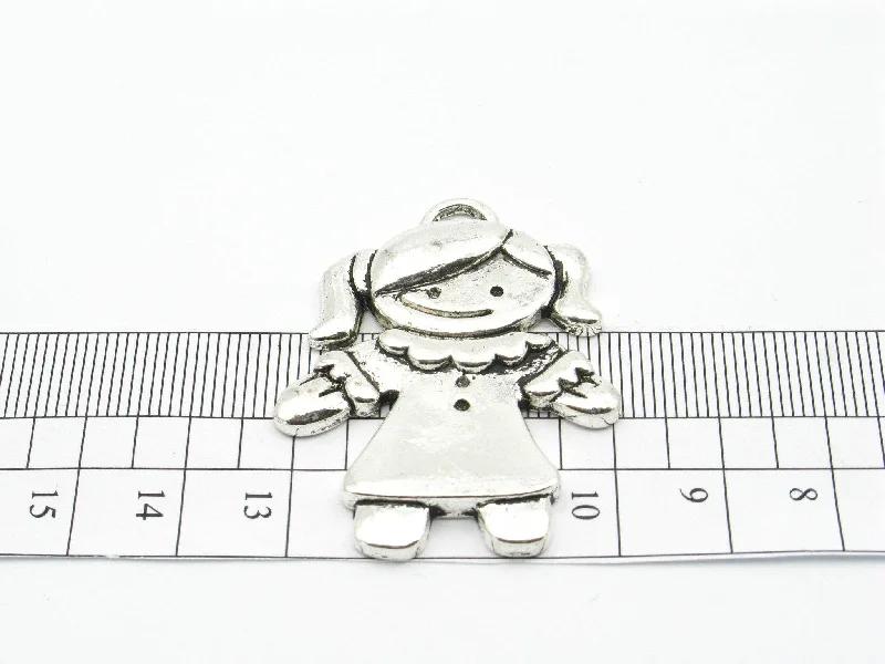 Jewelry Clearance Sale – Final Reductions 10 Pcs Antique Silver Girl pendant  jewelry supplies jewelry finding D-3-47
