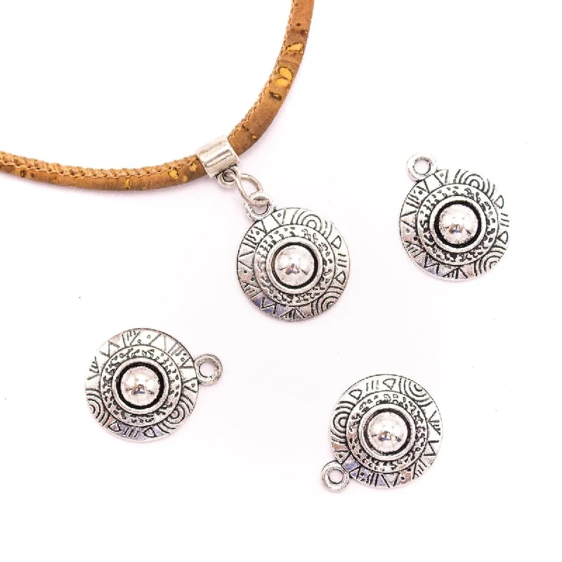 Shop High-Quality Jewelry At Jaw-Dropping Discounts 10 units 17x17mm Pendant antique silver Round jewelry pendant Jewelry Findings & Components D-3-420