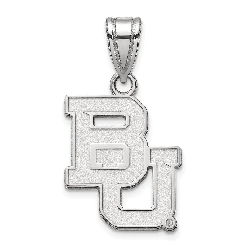 Premium Jewelry, Premium Discounts – Act Fast 10k White Gold Baylor U Medium 'BU' Pendant