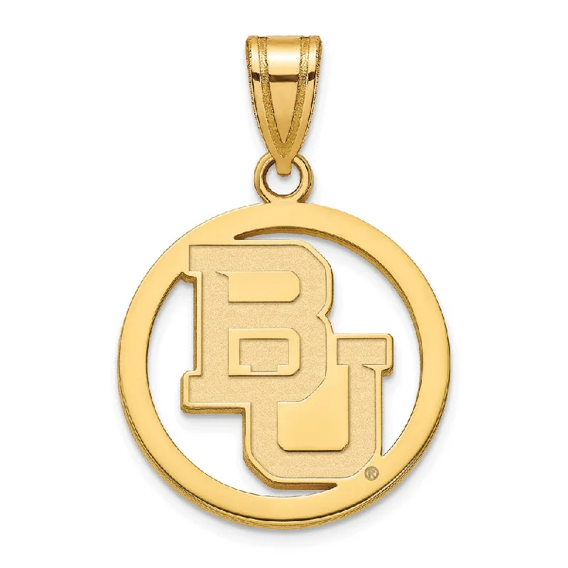 Unmissable Jewelry Clearance – Final Reductions 14k Gold Plated Silver Baylor U SM 'BU' Circle Pendant
