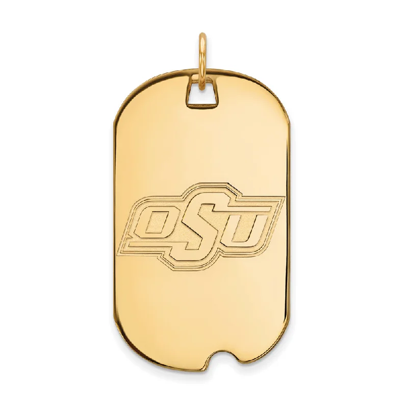Seasonal Jewelry Clearance – Best Styles At The Lowest Prices 14k Gold Plated Silver Oklahoma State Large Dog Tag Pendant