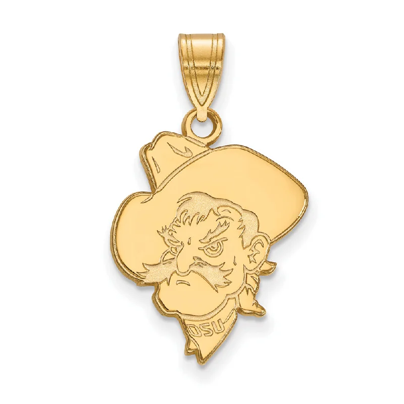 Stunning Jewelry At Even More Stunning Prices 14k Gold Plated Silver Oklahoma State Large Mascot Pendant