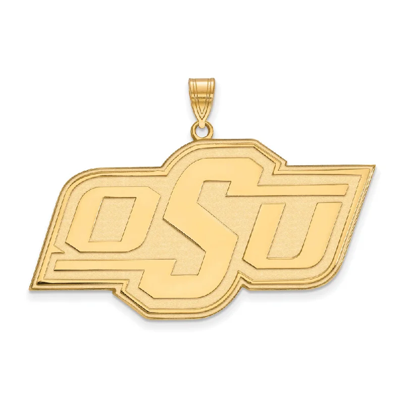 High-End Sparkle, Low-End Prices – Jewelry Sale Live 14k Gold Plated Silver Oklahoma State XL Pendant