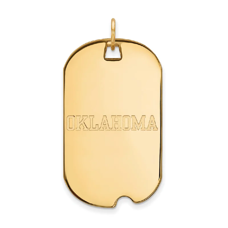 Limited-Time Offer On Elegant Jewelry Pieces 14k Gold Plated Silver U. of Oklahoma Large Dog Tag Pendant