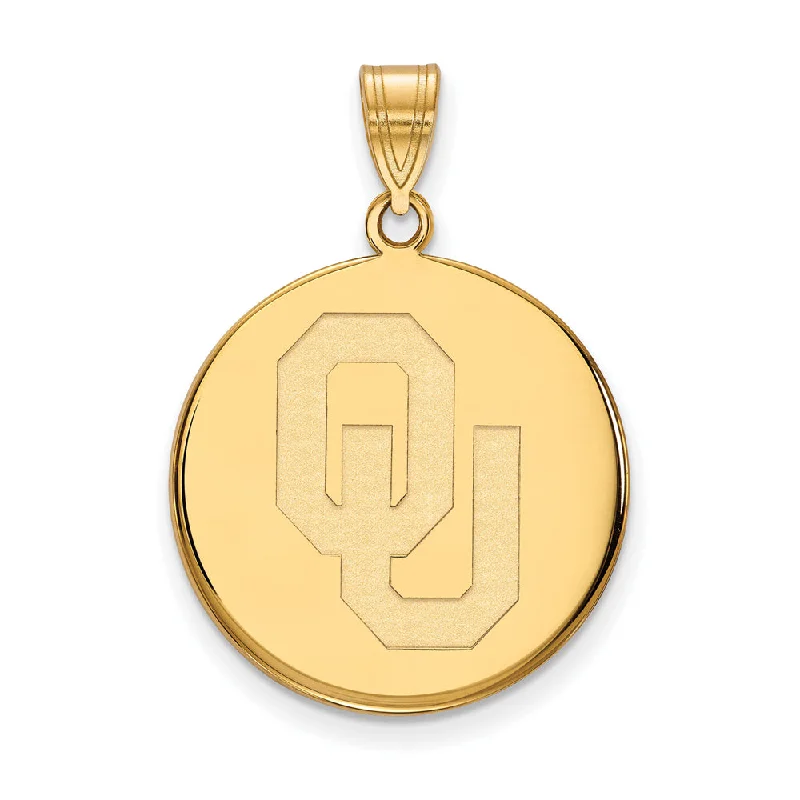 Affordable Luxury Jewelry For Every Occasion 14k Gold Plated Silver U. of Oklahoma Large 'OU' Disc Pendant