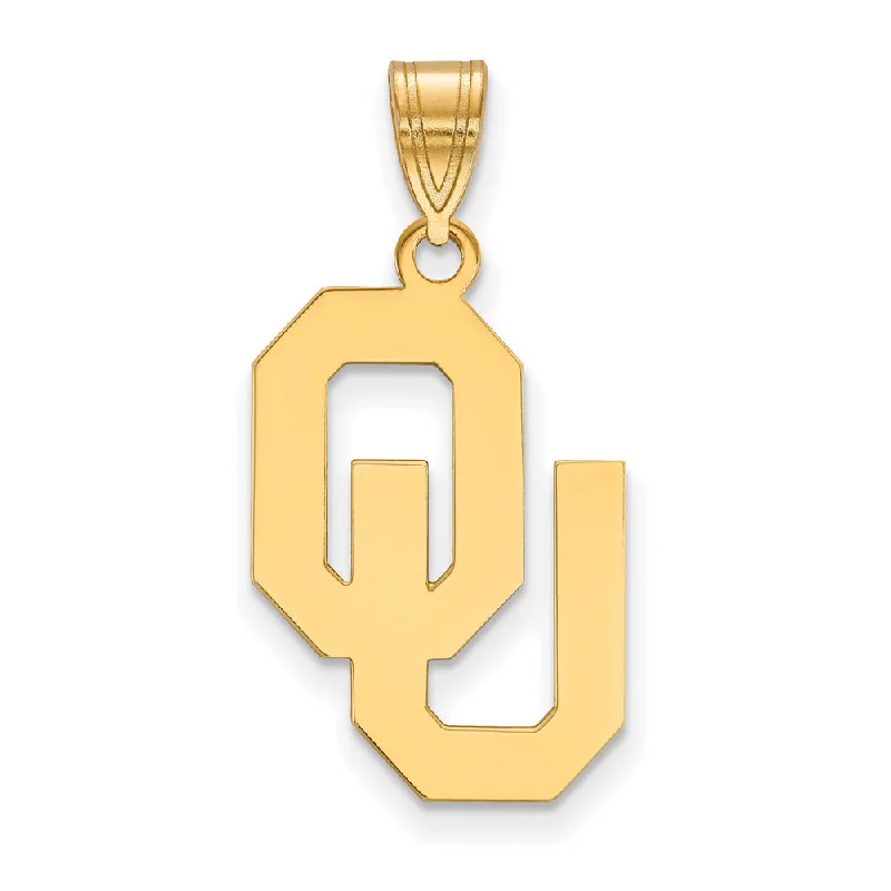 Make Your Outfit Shine With Discounted Jewelry 14k Gold Plated Silver U. of Oklahoma Large Pendant