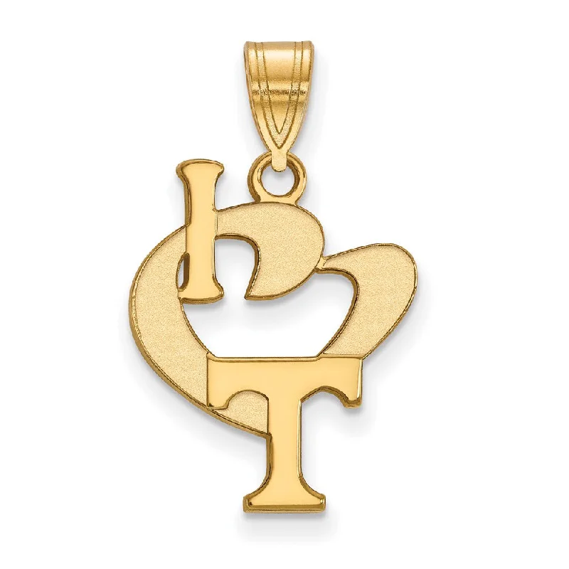 Exclusive Jewelry Sale – Shine For Less 14k Gold Plated Silver U. of Tennessee Large I Love 'T' Logo Pendant