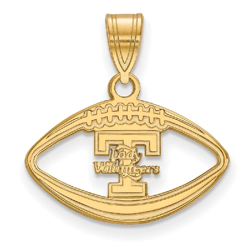 Bestselling Jewelry At Special Promotional Rates 14k Gold Plated Silver U. of Tennessee 'T' Logo Football Pendant