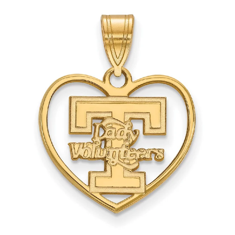 Don't Miss Our Biggest Jewelry Sale Of The Season 14k Gold Plated Silver U. of Tennessee 'T' Logo Heart Pendant