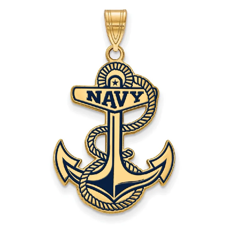 Get Your Favorite Jewelry At The Best Price 14k Gold Plated Silver U.S. Naval Academy XL Enamel Pendant
