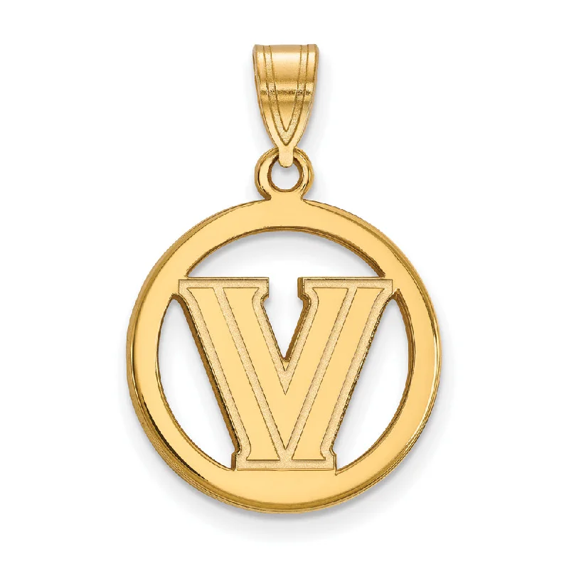 Last Chance To Grab Your Favorite Jewelry At A Discount 14k Gold Plated Silver Villanova U. SM Logo Circle Pendant