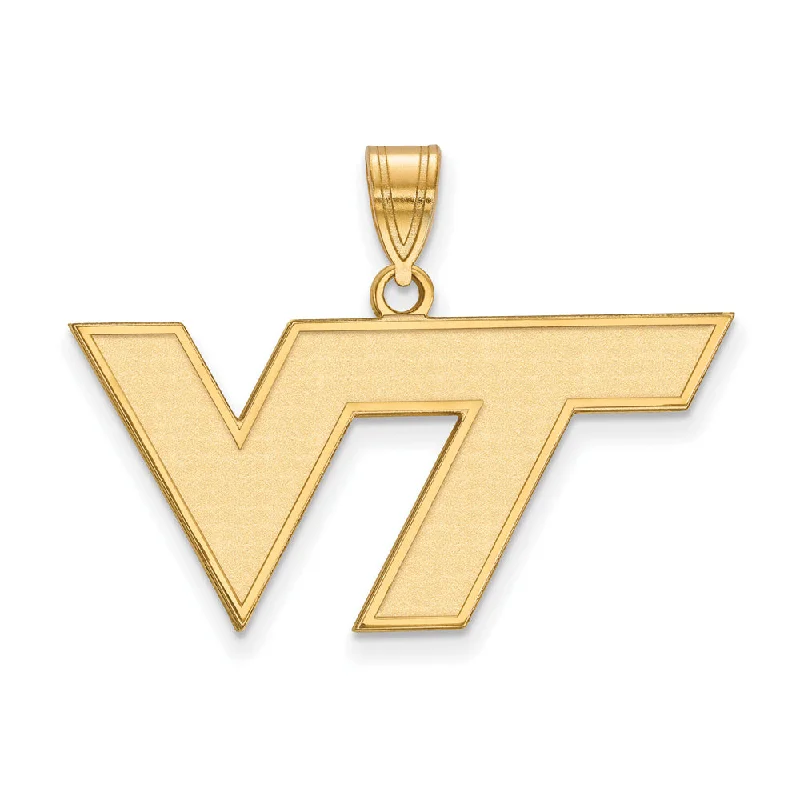 Handcrafted Beauty At Affordable Prices 14k Gold Plated Silver Virginia Tech Medium Logo Pendant