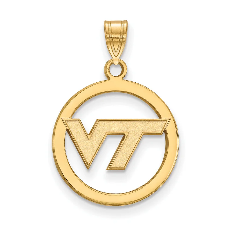 Best Jewelry Sale – Shop Exclusive Designs Now 14k Gold Plated Silver Virginia Tech Small Logo Circle Pendant