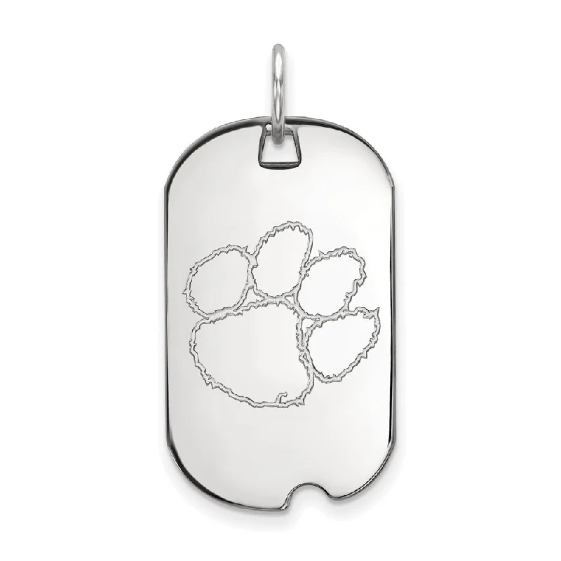 Best Jewelry Sale Prices – Limited-Time Offer 14k White Gold Clemson U Dog Tag Pendant