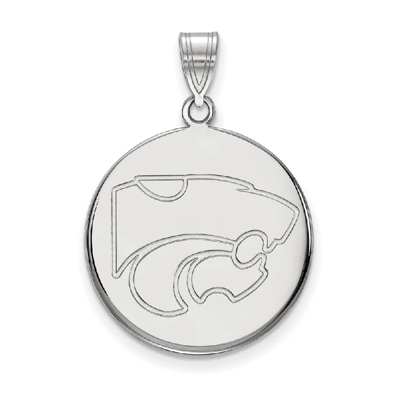 Trending Jewelry Now At Unbeatable Prices 14k White Gold Kansas State Large Disc Pendant