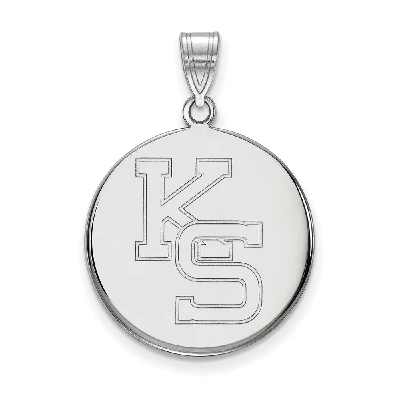Upgrade Your Jewelry Collection For Less 14k White Gold Kansas State Large 'KS' Disc Pendant