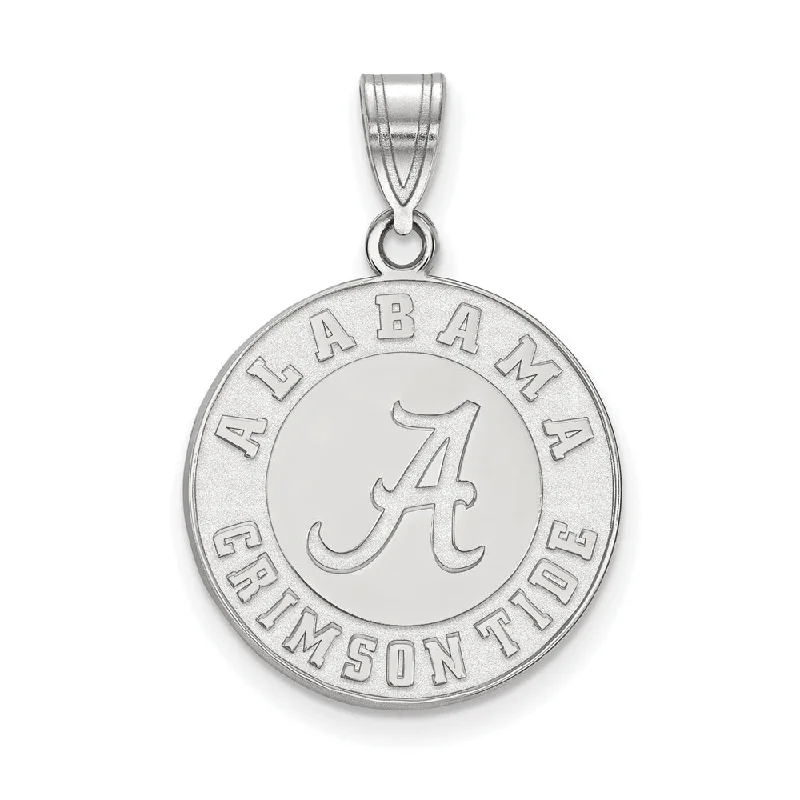 Exclusive Jewelry Offers – Sparkle For Less 14k White Gold U. of Alabama Large Logo Disc Pendant
