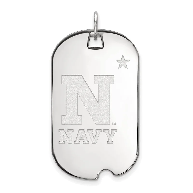 Stunning Jewelry At Even More Stunning Prices 14k White Gold U.S. Naval Academy Large 'N' with Star Dog Tag Pendant