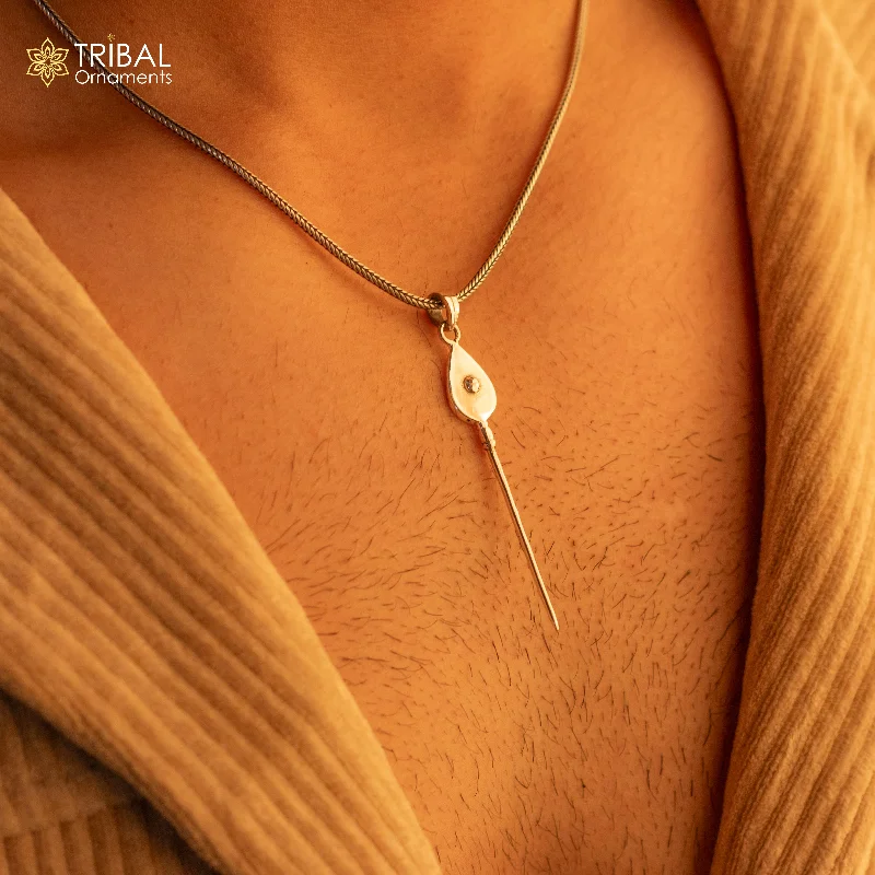 Unique Jewelry For Less – Shop The Sale Now 925 pure silver Divine LORD KARTHIKEYA Murugan Weapon pendant best gifting pendant, wheat chain necklace locket delicate jewelry NSP724