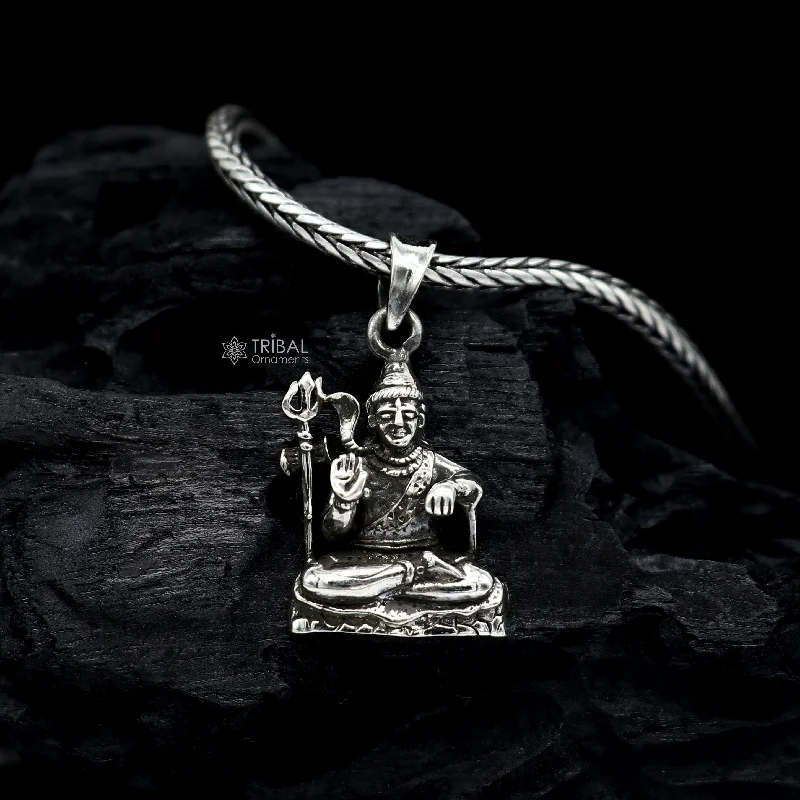 Timeless Elegance Now At Special Discounts 925 sterling silver Divine lord shiva pendant, excellent vintage designer silver handmade holy blessing pendant jewelry  nsp696/ps14