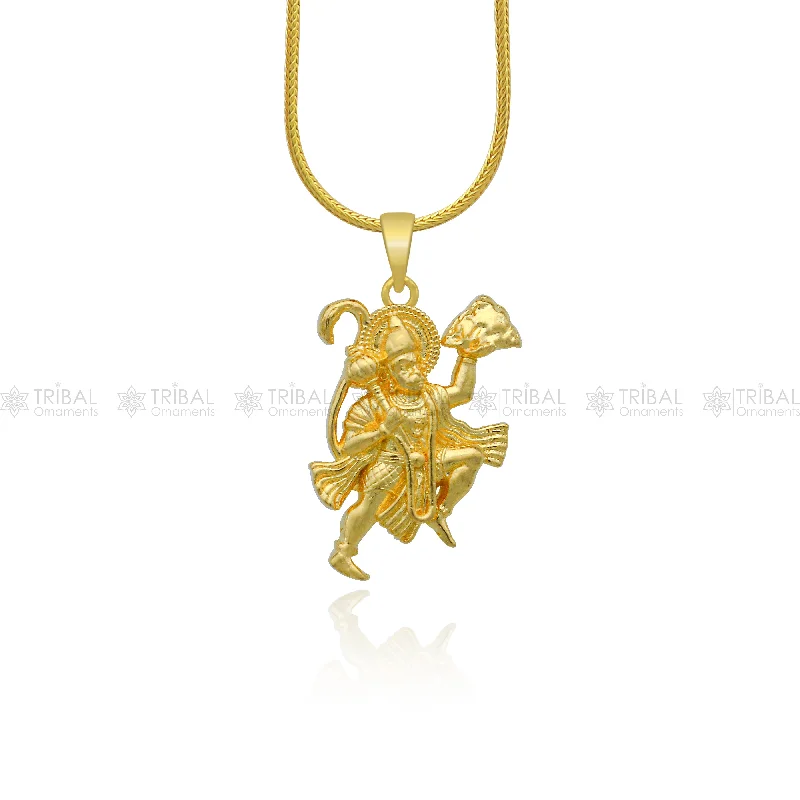 Shop Handcrafted Jewelry At Special Promotional Rates 925 sterling silver gold polished Lord hanuman flying divine pendant nsp901