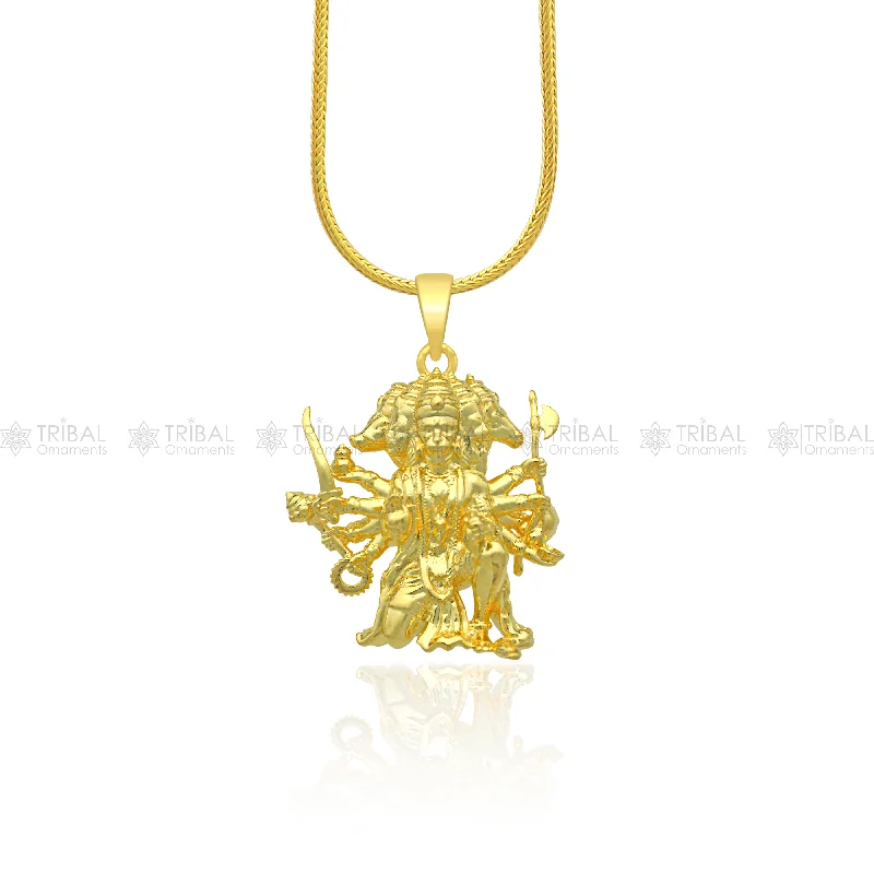 High-Quality Jewelry At A Fraction Of The Cost 925 sterling silver gold polished Lord Panchmukhi Hanuman ji divine pendant nsp915