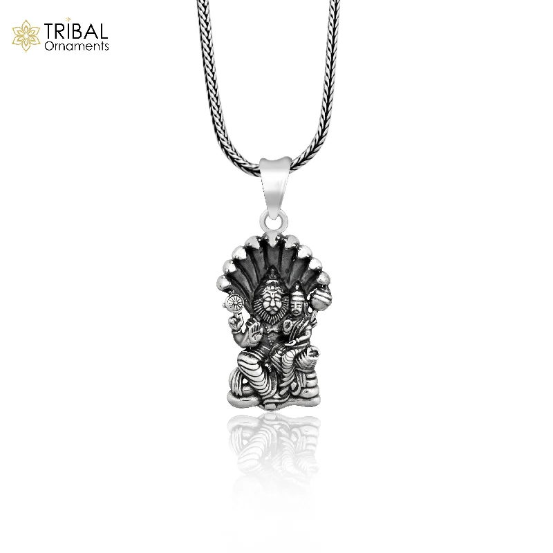 Timeless Beauty, Unbeatable Deals – Jewelry Sale On 925 sterling silver handmade Vishnu with Laxmi (narsimha)pendant, amazing stylish unisex pendant locket personalized jewelry ssp445