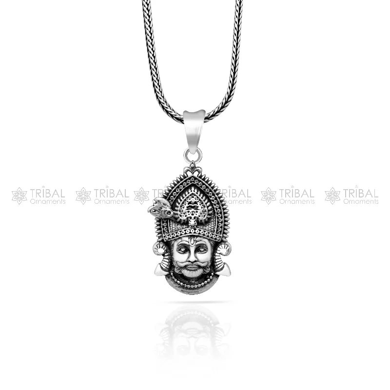 Jewelry Sale Bonanza – Grab Your Sparkle Now 925 sterling silver Khatu Shyam pendant/ lord Krishna, amazing divine pendant locket tribal jewelry nsp883