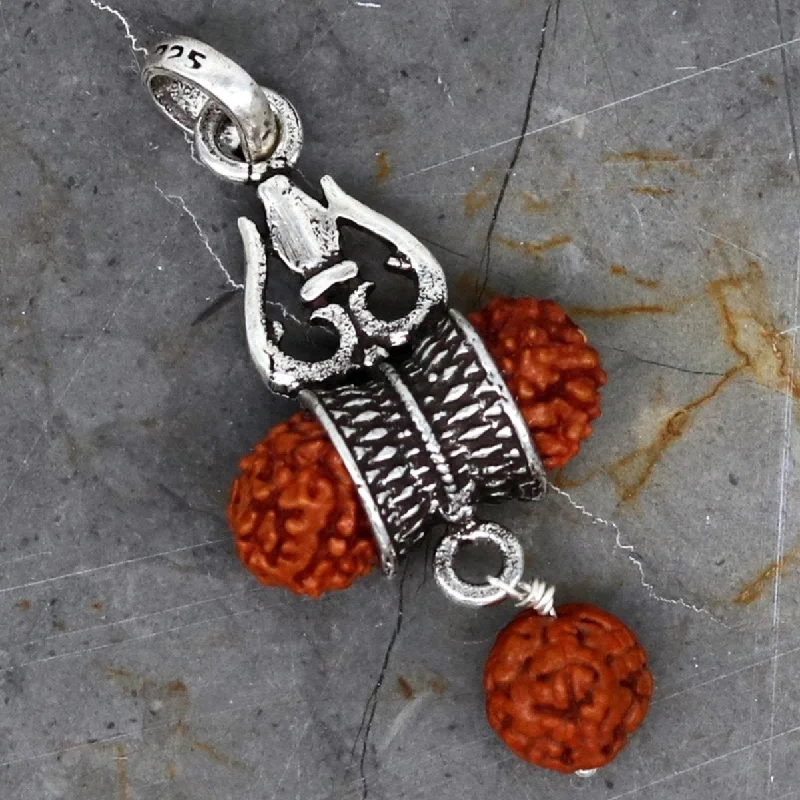 Shop Fine Jewelry With Amazing Deals 925 sterling silver lord shiva trident pendant, amazing customized Rudraksha oxidized tribal belly dance personalized jewelry ssp323