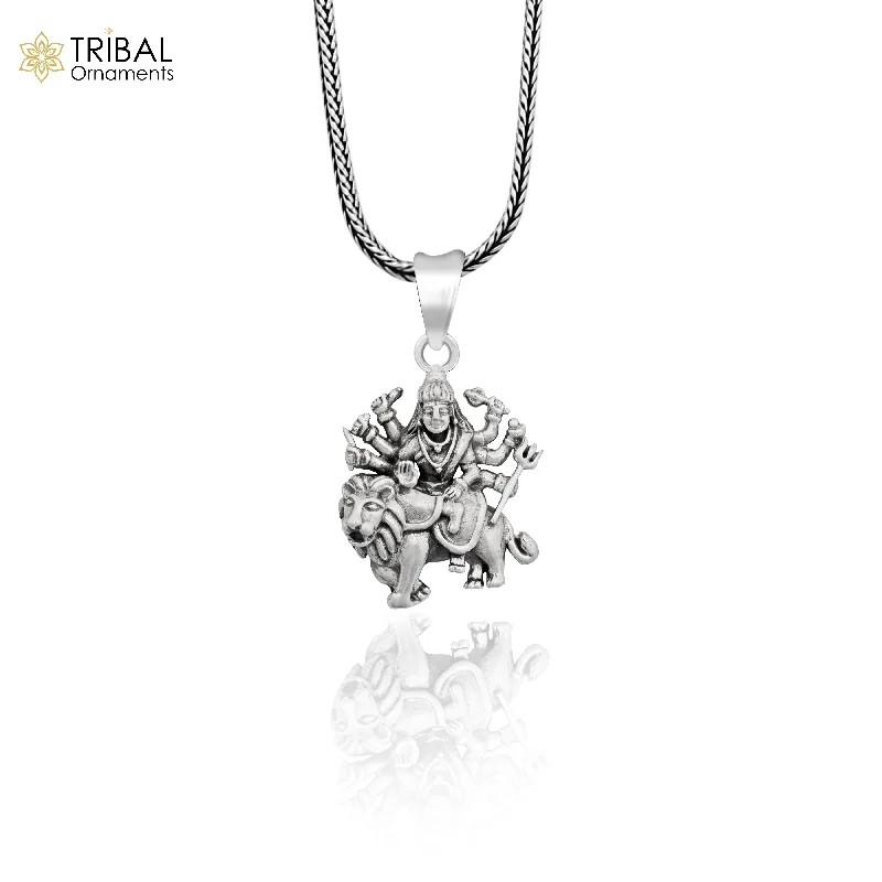 Trending Jewelry Styles Now At Limited-Time Discounts Divine 925 sterling silver Goddess bhawani/ Durga mataji with lion pendant, amazing unisex pendant locket goddess tribal jewelry nsp743