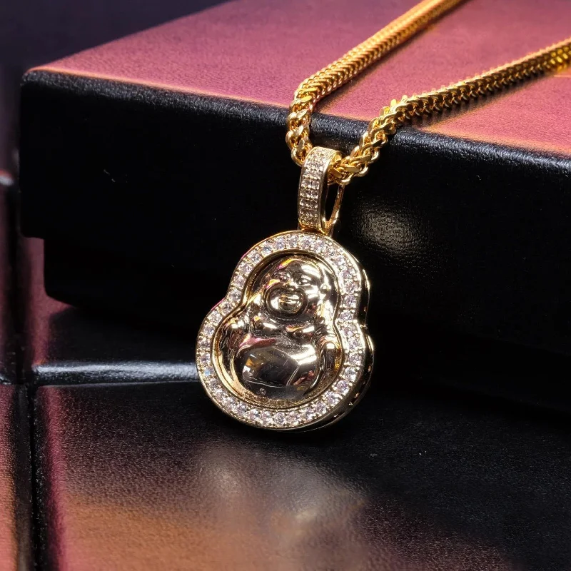 Once-A-Year Jewelry Deals – Shop Before They’Re Gone Iced  Gold-Plated & Silver CZ  Maitreya Buddha  Pendant & Cuban Link Chain