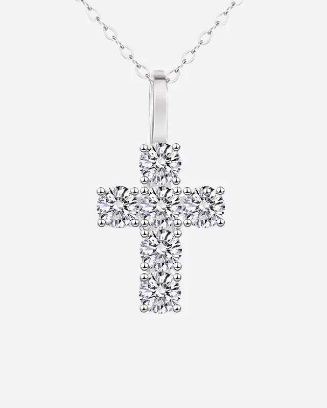 Discounted Jewelry For A Glamorous Look MOISSANITE MICRO CROSS PENDANT. - WHITE GOLD