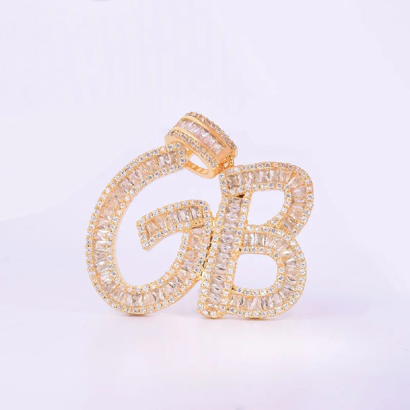Elevate Your Jewelry Collection With Limited-Time Savings (18k Gold) Iced Out Baguette Letters- Gold