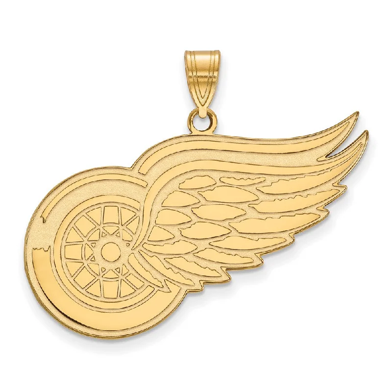 Shop Stylish Jewelry Now And Save Big SS 14k Yellow Gold Plated NHL Detroit Red Wings XL Pendant