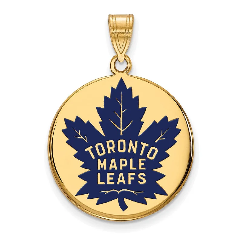 Limited-Stock Jewelry Sale – Once It's Gone, It's Gone SS 14k Yellow Gold Plated NHL Maple Leafs LG Enamel Disc Pendant