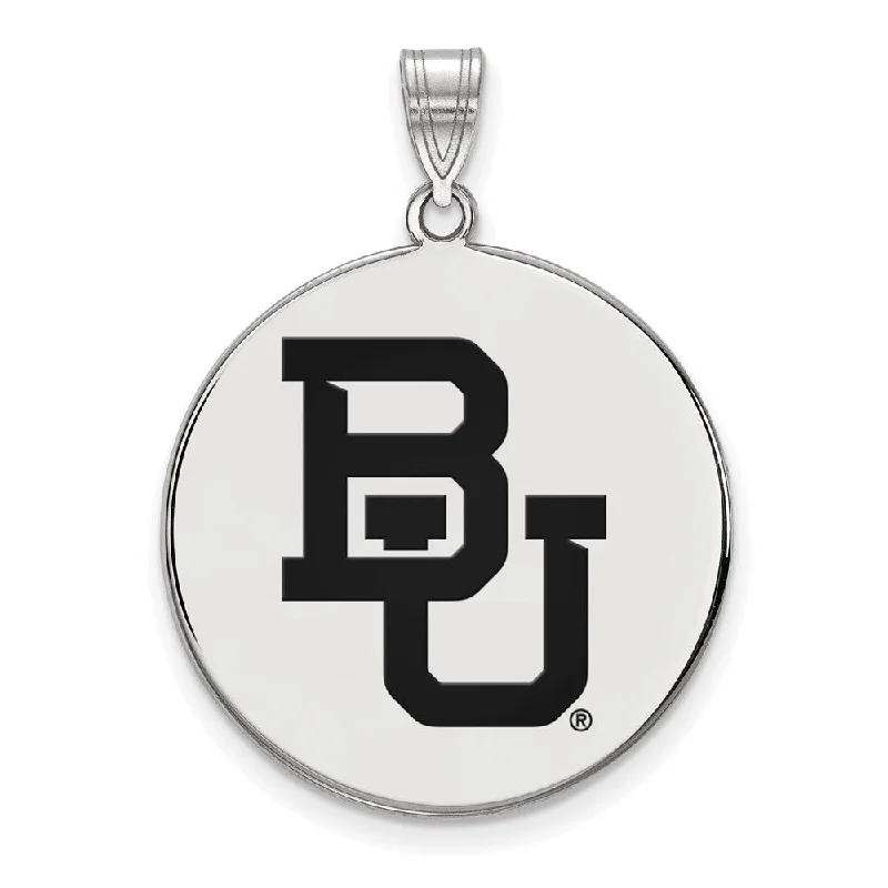 Shine Without Limits – Jewelry Sale Happening Now Sterling Silver Baylor U XL 'BU' Enamel Disc Pendant