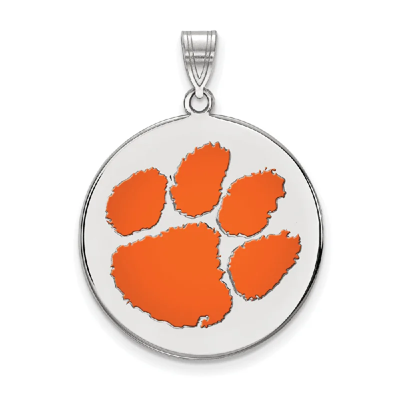 Elegant Jewelry Styles At Budget-Friendly Prices Sterling Silver Clemson U XL Enamel Disc Pendant