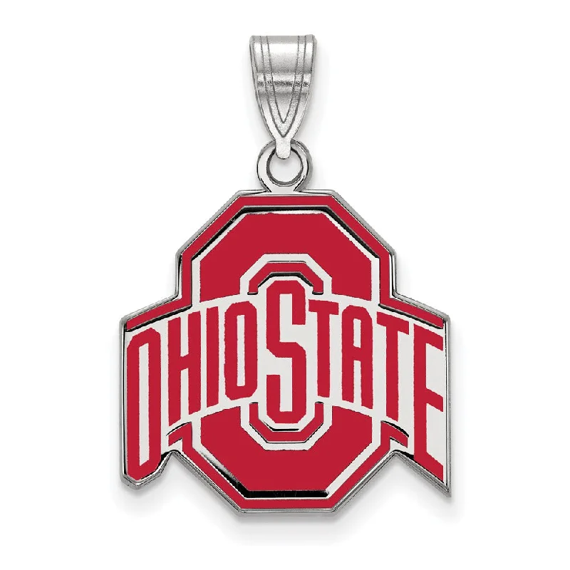 Get Ready To Sparkle – Special Jewelry Discounts Sterling Silver Ohio State Large Enamel Logo Pendant